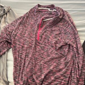 Pink and Black Quarter-Zip Pullover